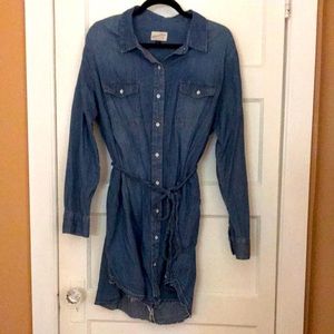 Long sleeve denim tunic dress